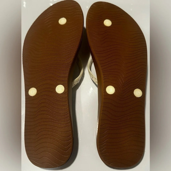 New! Reef Stargazer Cushion Flip Flops Size 10/11 Brown with Off White Glitter - Picture 4 of 5
